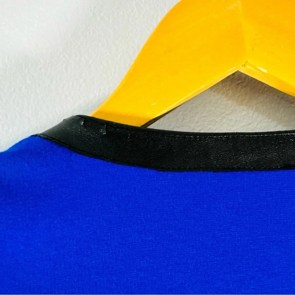 VINCE CAMUTO Emperor Blue Rough & Refined Vegan Leather Blazer Jacket Petite 6 - Picture 8 of 10